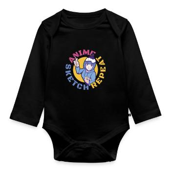 Anime Manga Anime Fille - Body Bébé bio manches longues - noir - Devant