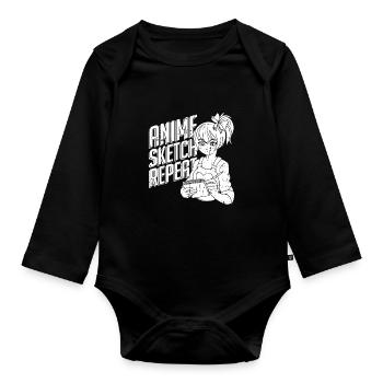 Anime Manga Anime Fille - Body Bébé bio manches longues - noir - Devant