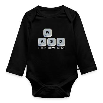 WASD Gaming Jeu vidéo, PC, Ordinateur - Body Bébé bio manches longues - noir - Devant