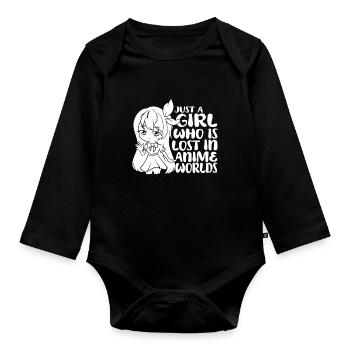 Anime Manga Anime Fille - Body Bébé bio manches longues - noir - Devant