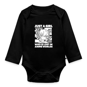 Anime Manga Anime Fille - Body Bébé bio manches longues - noir - Devant