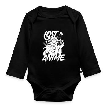 Anime Manga Anime Fille - Body Bébé bio manches longues - noir - Devant