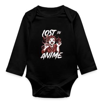 Anime Manga Anime Fille - Body Bébé bio manches longues - noir - Devant