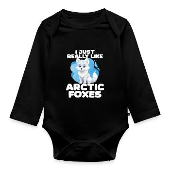 Niedliches Polarfuchs-Geschenk - Baby Bio-Langarm-Body - Schwarz - Vorne