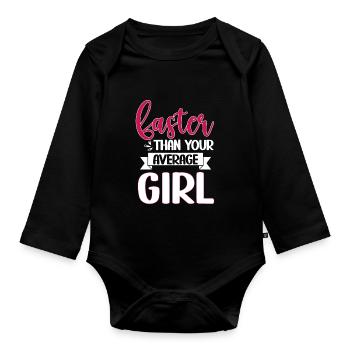 Runner Girls Running Cross Country Track Marathon - Baby Bio-Langarm-Body - Schwarz - Vorne