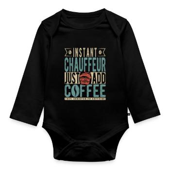 Instant-Chauffeur Fügen Sie einfach Kaffee hinzu - Baby Bio-Langarm-Body - Schwarz - Vorne