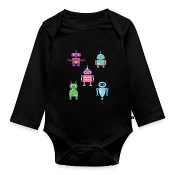 Technologie robotique robotique mignonne - Body Bébé bio manches longues - noir - Devant