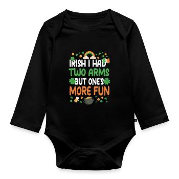 Armamputierter St. Patrick's Day - Baby Bio-Langarm-Body - Schwarz - Vorne