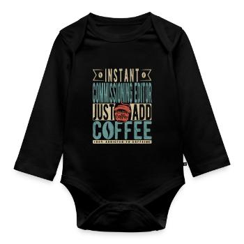 Instant Commissioning Editor Fügen Sie einfach Kaffee hinzu - Baby Bio-Langarm-Body - Schwarz - Vorne