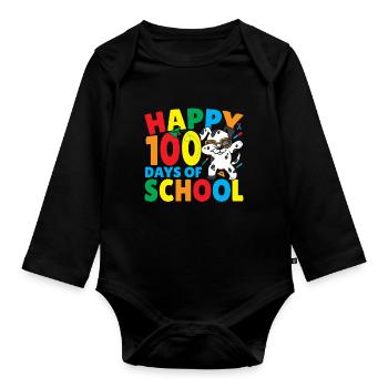 Joyeux 100 jours d’école 100e jour Dalmatiens - Body Bébé bio manches longues - noir - Devant