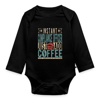 Instant-Compliance-Beauftragter fügen Sie einfach Kaffee hinzu - Baby Bio-Langarm-Body - Schwarz - Vorne