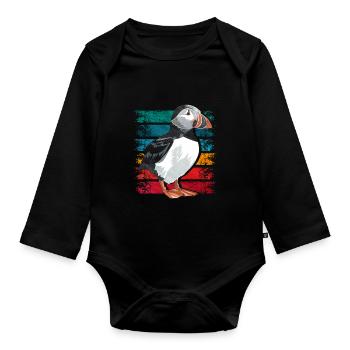 Gift for Atlantic Puffins - Organic Longsleeve Baby Bodysuit - black - Front