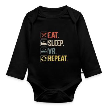 Virtual Reality VR Gamer Funnz - Organic Longsleeve Baby Bodysuit - black - Front