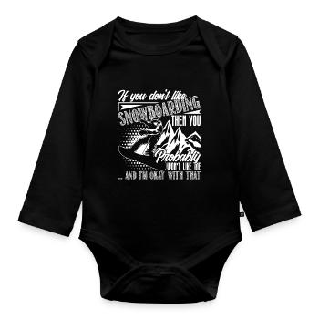 Snowboarding I Like Snowboarding - Organic Longsleeve Baby Bodysuit - black - Front
