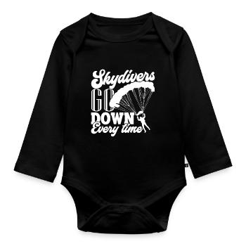 Skydiving Skydivers Go Down Every Time - Organic Longsleeve Baby Bodysuit - black - Front