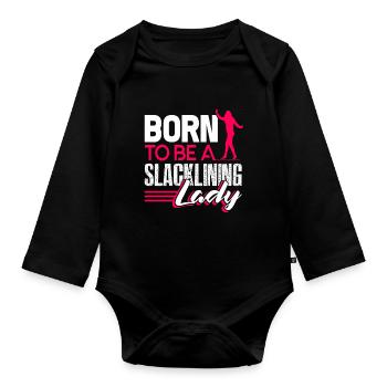 Slacklining Born To Be A Slacklining Lady - Organic Longsleeve Baby Bodysuit - black - Front