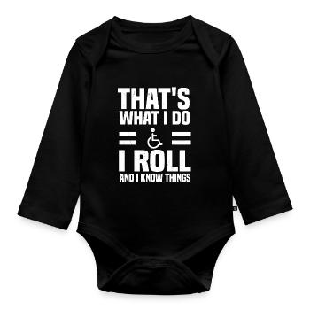 Lustiges Rollstuhl Shirt - Baby Bio-Langarm-Body - Schwarz - Vorne