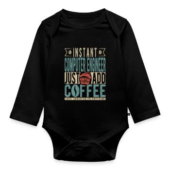 Ingénieur informatique instantané Il suffit d’ajouter du café - Body Bébé bio manches longues - noir - Devant