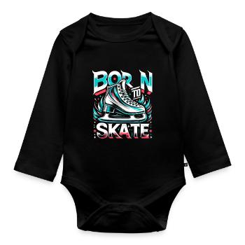Patinage sur glace Patineurs sur glace - Body Bébé bio manches longues - noir - Devant