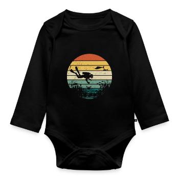 Diving Diver Ocean Lovers - Organic Longsleeve Baby Bodysuit - black - Front
