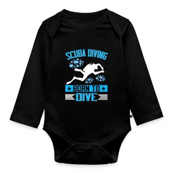 Diving Diver Ocean Lovers - Organic Longsleeve Baby Bodysuit - black - Front