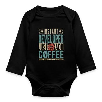 Instant Developer Just Add Coffee - Organic Longsleeve Baby Bodysuit - black - Front