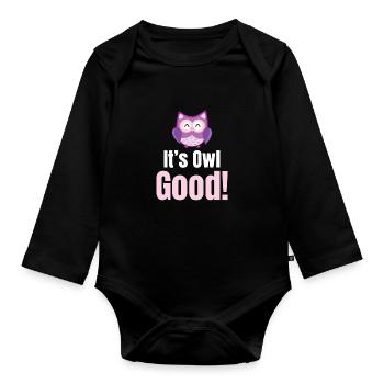 C’est bon hibou ! Costume d’Halloween Jeux de mots - Body Bébé bio manches longues - noir - Devant