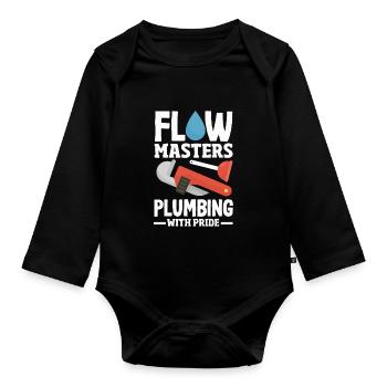 Flow Masters Plumbing Pride Professional Plumber - Baby Bio-Langarm-Body - Schwarz - Vorne