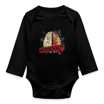 Neurodiversity Brain Autism Awareness Asd ADHD - Organic Longsleeve Baby Bodysuit - black - Front