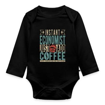 Instant Economist Fügen Sie einfach Kaffee hinzu - Baby Bio-Langarm-Body - Schwarz - Vorne