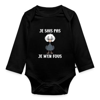 Citation autruche - Body Bébé bio manches longues - noir - Devant
