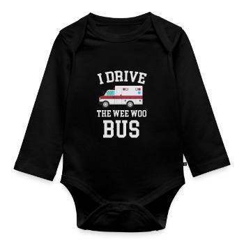 T Shirt Ich Fahre Ehrenamtlich Den Wee Woo Bus Amb - Baby Bio-Langarm-Body - Schwarz - Vorne