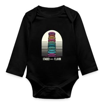 Macaron-liebhaber Französische Macarons - Baby Bio-Langarm-Body - Schwarz - Vorne