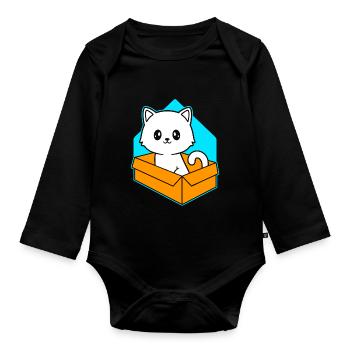 Katze In Box Retro Süße Katzenliebhaber Lustig - Baby Bio-Langarm-Body - Schwarz - Vorne