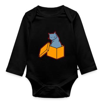 Katze In Box Retro Süße Katzenliebhaber Lustig - Baby Bio-Langarm-Body - Schwarz - Vorne