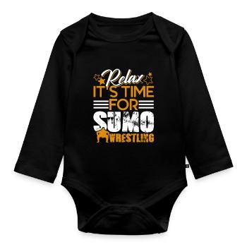 Sumo Relax Time For Sumo Wrestling - Organic Longsleeve Baby Bodysuit - black - Front