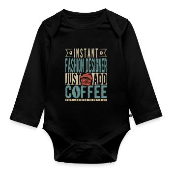 Instant-Modedesigner fügen einfach Kaffee hinzu - Baby Bio-Langarm-Body - Schwarz - Vorne