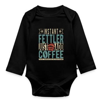 Instant Fettler Einfach Kaffee hinzufügen - Baby Bio-Langarm-Body - Schwarz - Vorne