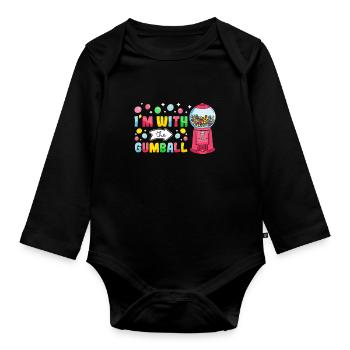 Funny chewing gum machine - Organic Longsleeve Baby Bodysuit - black - Front
