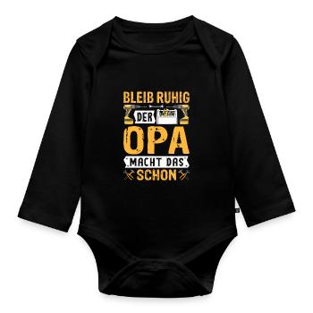 Opa Handwerker Geburtstag Spruch Shirt - Baby Bio-Langarm-Body - Schwarz - Vorne