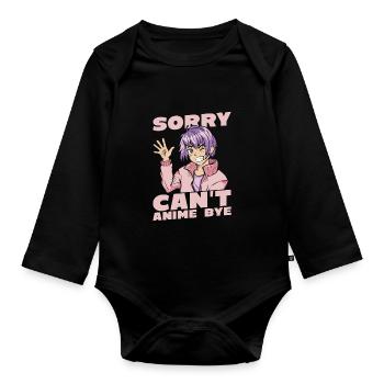 Anime Manga Anime Fille - Body Bébé bio manches longues - noir - Devant
