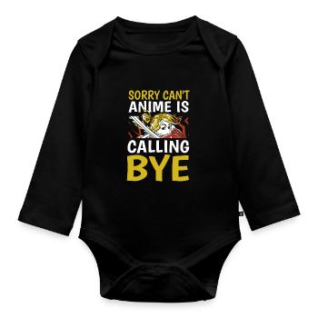 Anime Manga Anime Fille - Body Bébé bio manches longues - noir - Devant