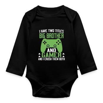 Big Brother Video Gamer New Brother Gaming - Body Bébé bio manches longues - noir - Devant