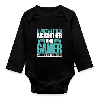 Big Brother Video Gamer New Brother Gaming - Body Bébé bio manches longues - noir - Devant