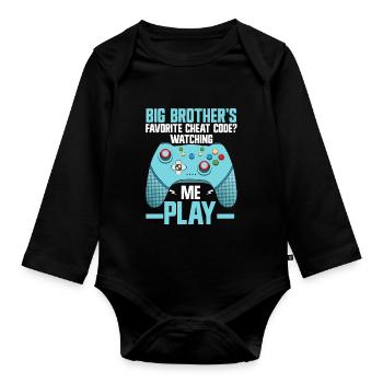 Big Brother Video Gamer New Brother Gaming - Body Bébé bio manches longues - noir - Devant
