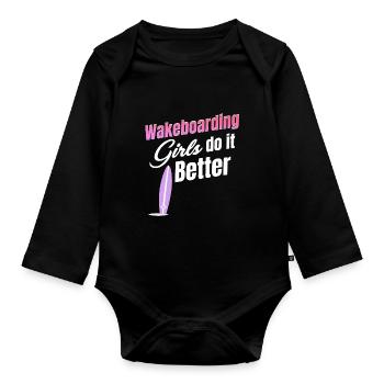 Les filles de wakeboard font de meilleures vagues - Body Bébé bio manches longues - noir - Devant