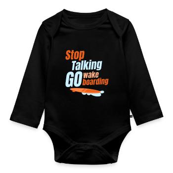 Arrêtez de parler, faites du wakeboard, - Body Bébé bio manches longues - noir - Devant