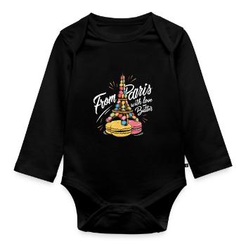 Macaron lovers French macarons - Organic Longsleeve Baby Bodysuit - black - Front