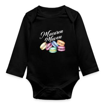 Macaron lovers French macarons - Organic Longsleeve Baby Bodysuit - black - Front