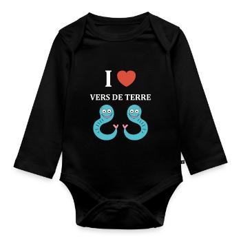 Humour ver de terre - Body Bébé bio manches longues - noir - Devant